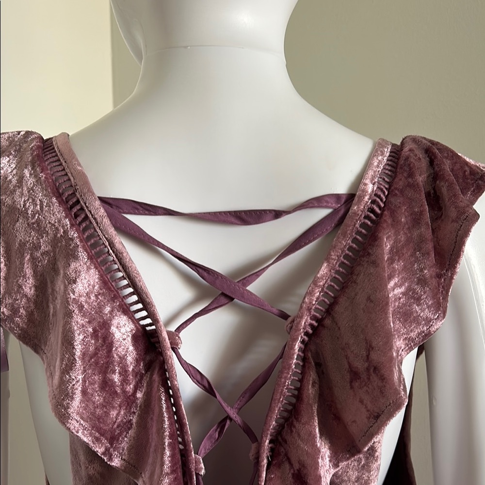 Free People, Women’s Size Large Lilac Velvet Lillian Lace Up Tank - Picture 6 of 10